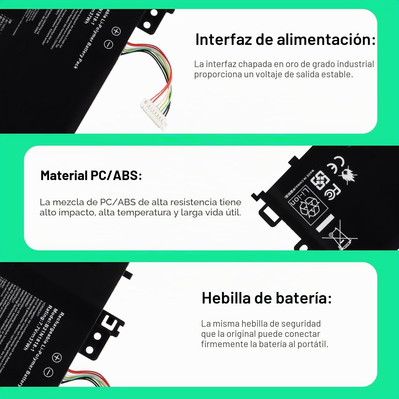 C21N1818-1 B21N1818-1 Batería para ASUS VivoBook 15 F512FA F512DA F512JA X512D X512DA X512J X512JA F512FB F512FJ F512FL F512UA X512FA X512FB X512FJ X512FL X512JP 2ICP7/54/83 [7.7 V/37 WH]