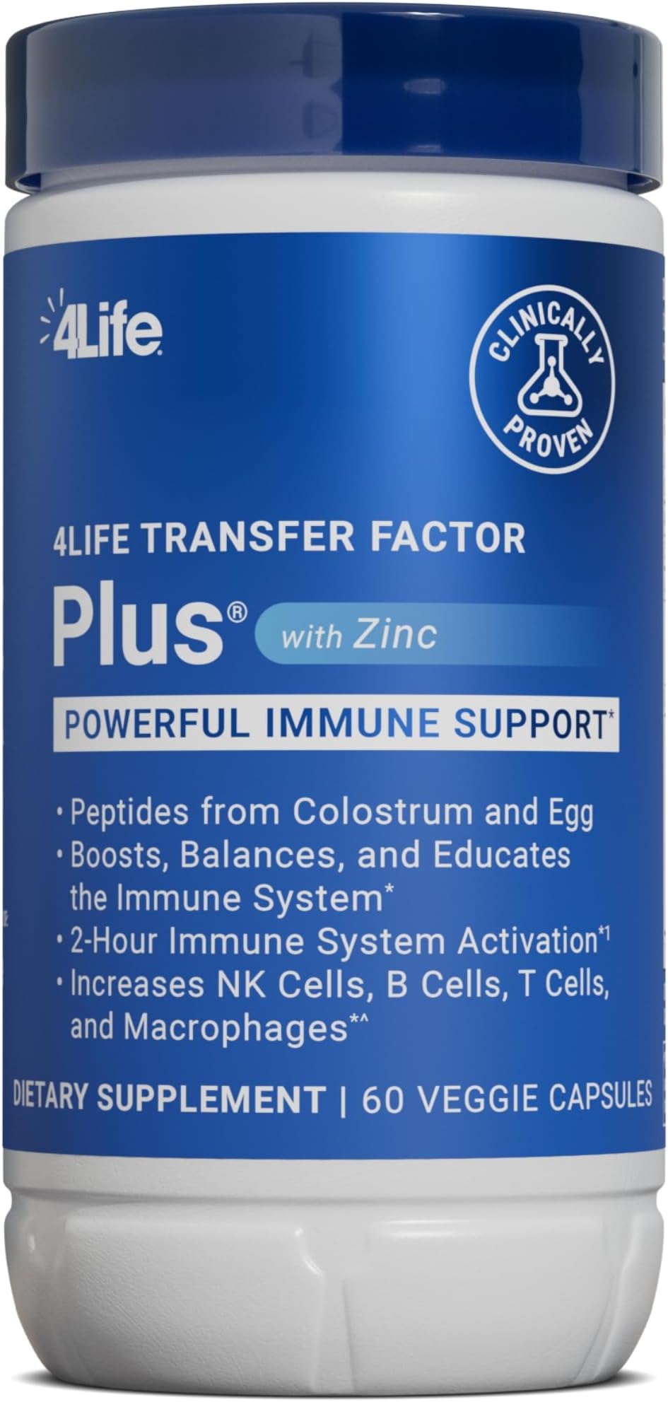 Transfer Factor Plus Zinc Immune Support with Mushrooms, 60 Capsules