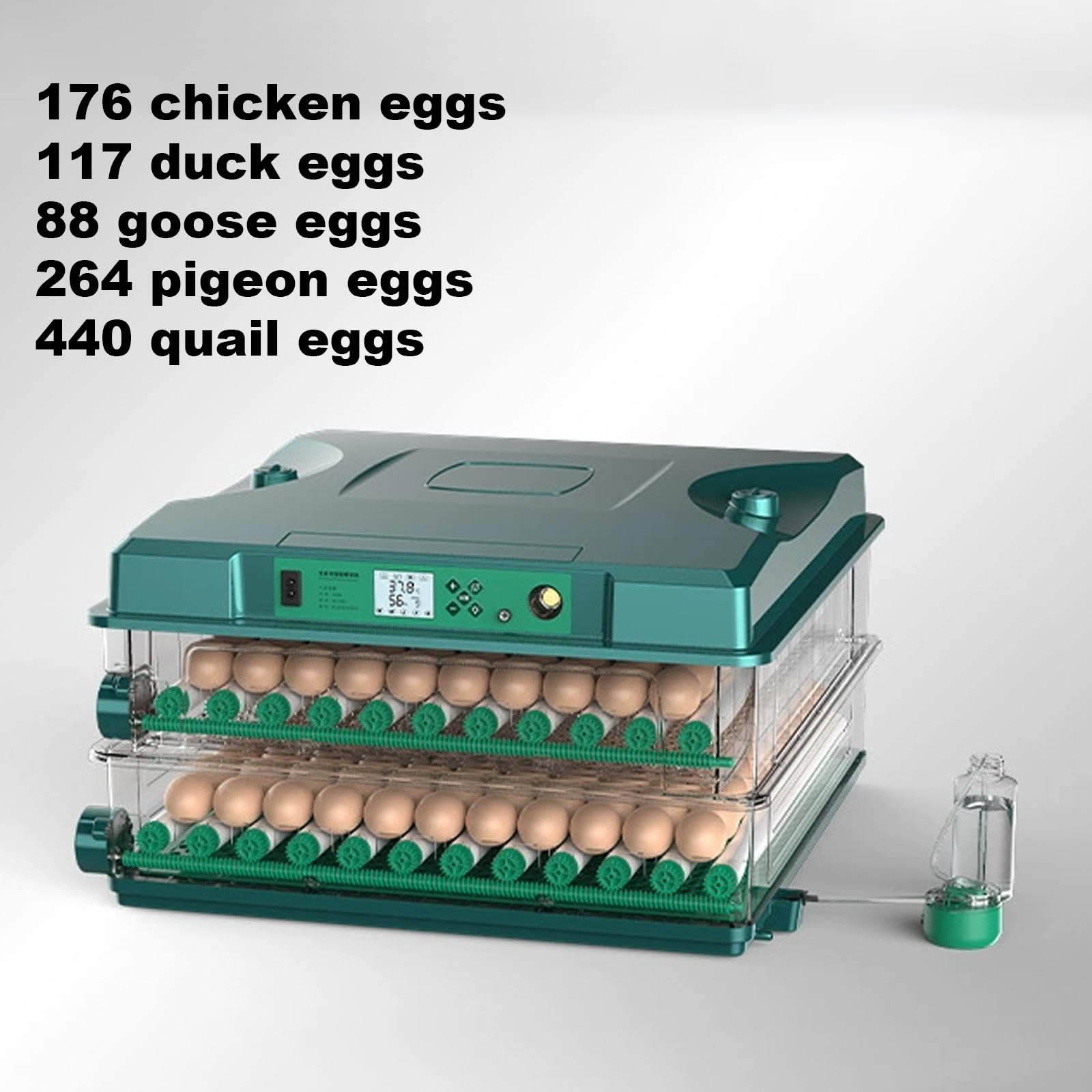 Incubadora automática de huevos, incubadora digital de aves de corral con control de temperatura y humedad para pollos, gansos, patos, palomas y codornices