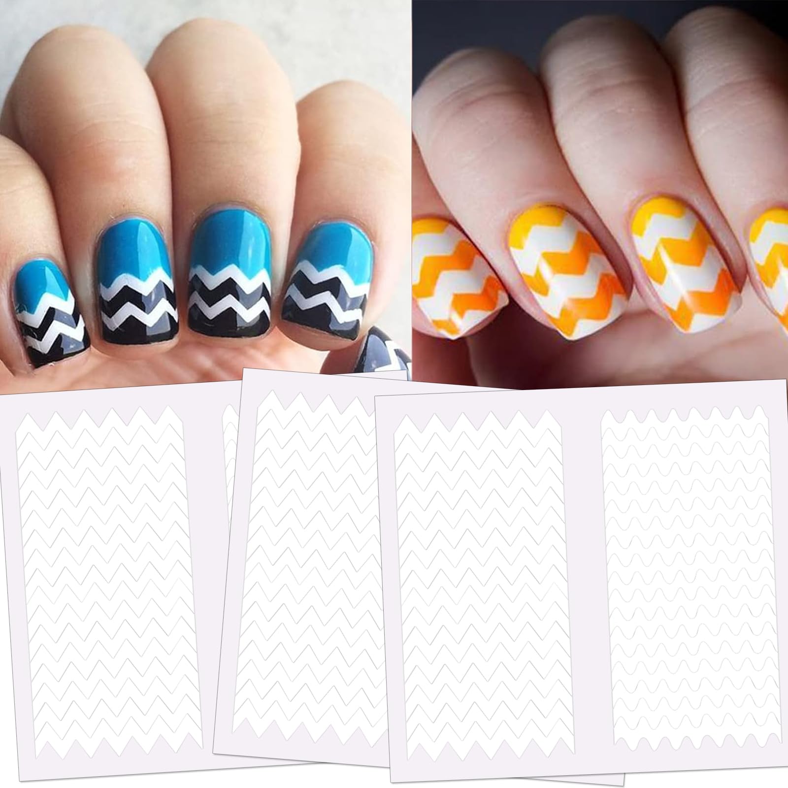 JCAKES 1980pcs French Tip Nail Guides Smile Line Stickers Nail Stencils Adhesive French Tip Nail Stickers French Manicure Strips Tool Nail Tape Wave