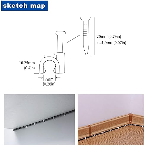 Miniatura 6 de Paquete de 100 clips de cable Ethernet para clavos de 0.315 in para cable eléctrico, Ethernet, cable de plato, cable coaxial, RG6, RG59, CAT6, RJ45