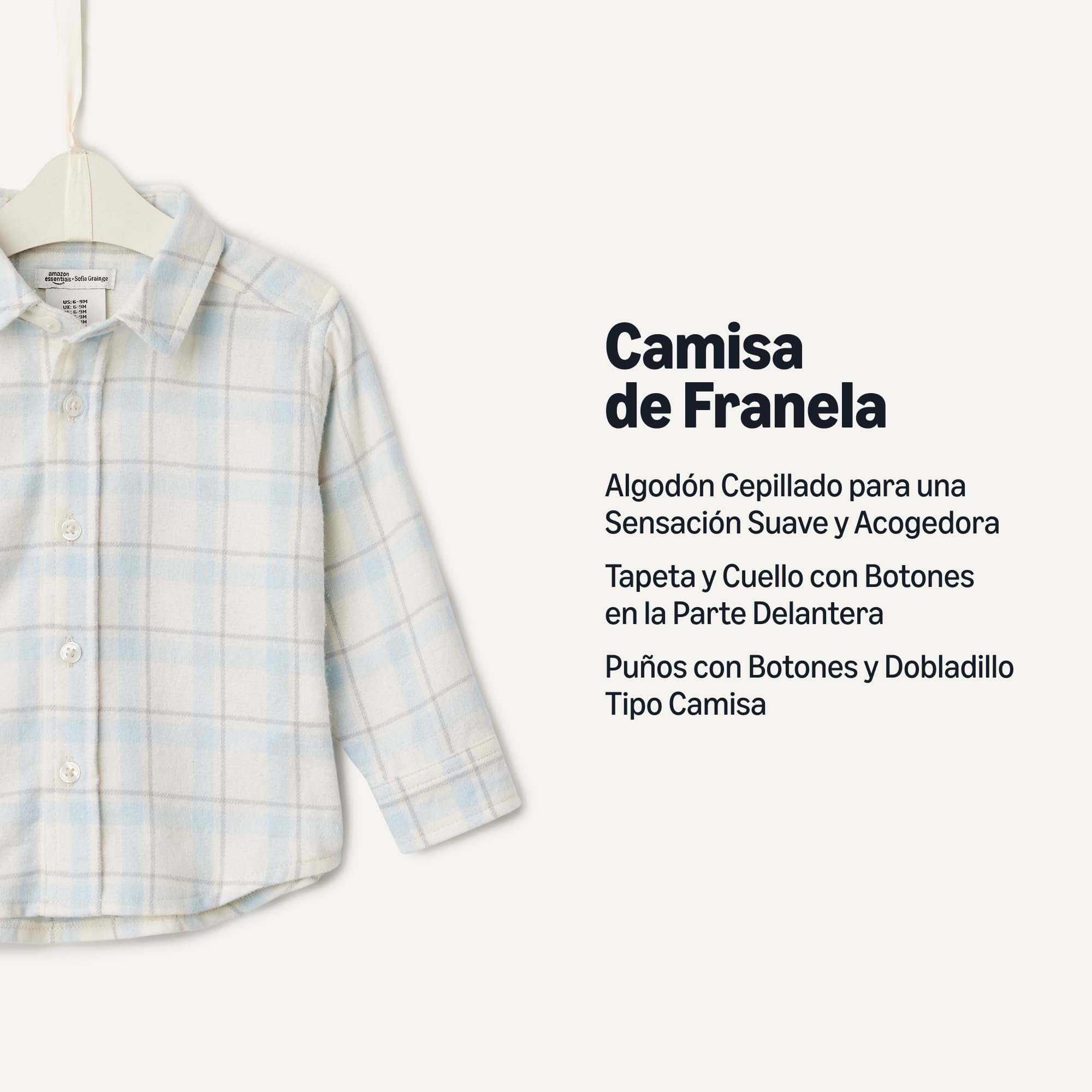 Amazon Essentials Unisex bebé Camisa de Franela de Cuadros con Botones