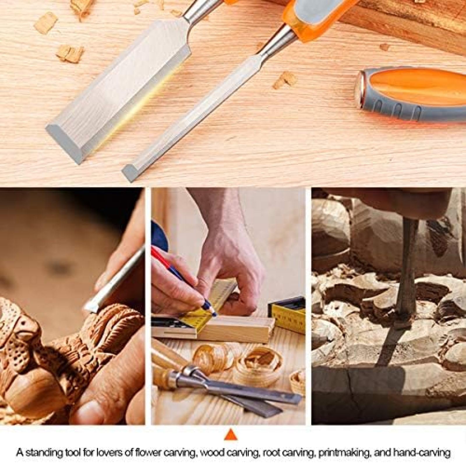 Wood Chisel Set Premium Wood Carving Chisels Sturdy Heat-Treated CR-V Alloy Blades Woodworking Tools,Cutter Head Width - 6mm,8mm,14mm,18mm,4-Piece Set,Pleasant63