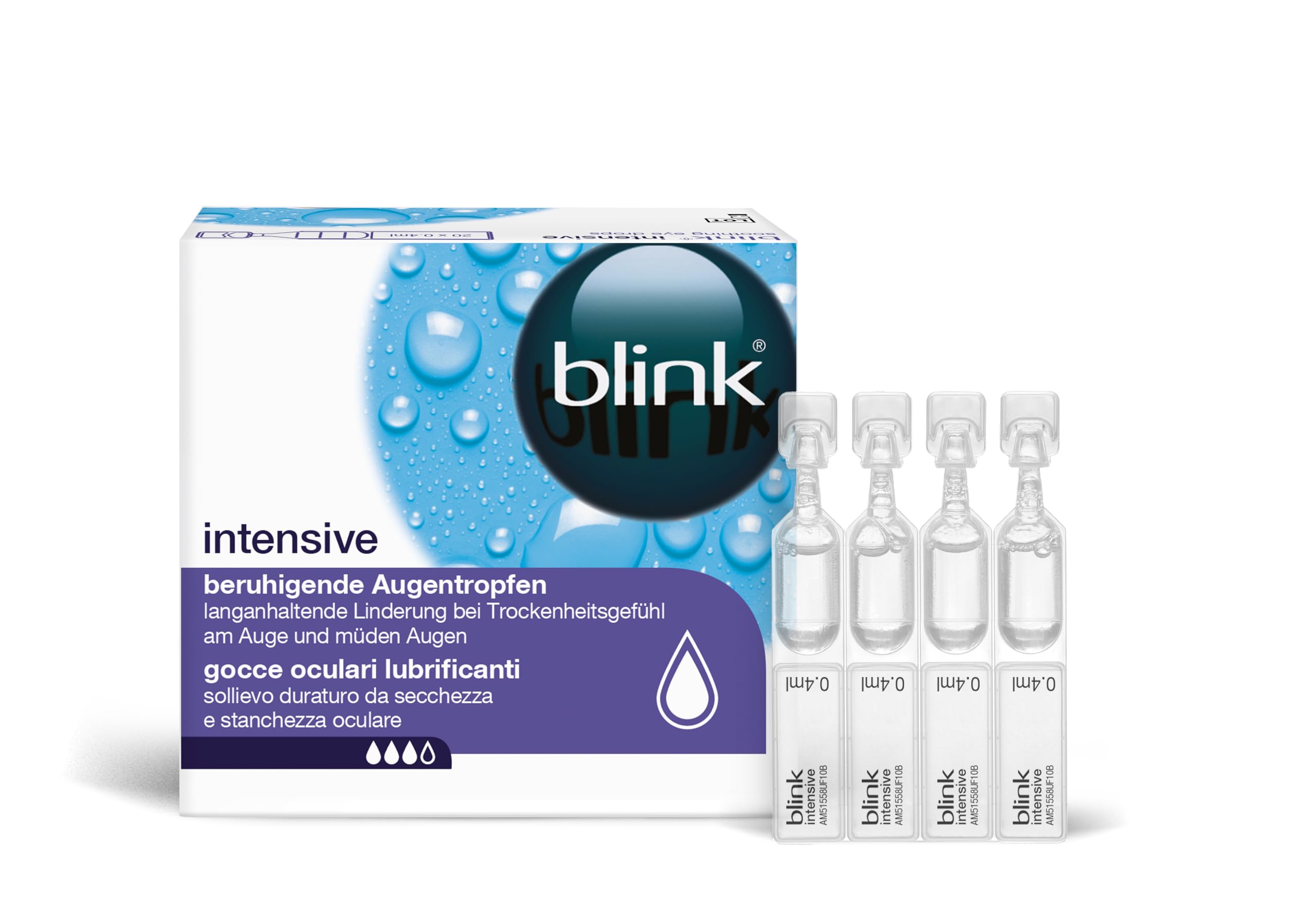 Blink Intensive Monodose Gocce Oculari per Occhi Secchi, 20 x 0,4 ml