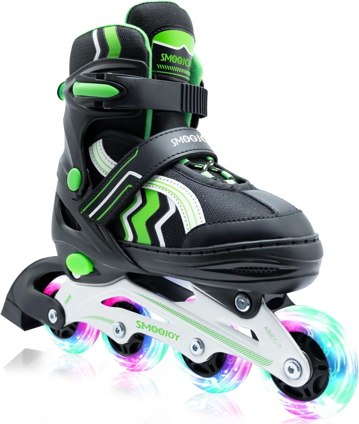 Inline Skates for Kids 4 Size Adjustable Light-Up Wheels Aluminum Frame Black Rose Red Blade Skate for Boys and Girls S, M, L Sizes, Ages 5-8, 6-12, for Beginners Indoors and Outdoors
