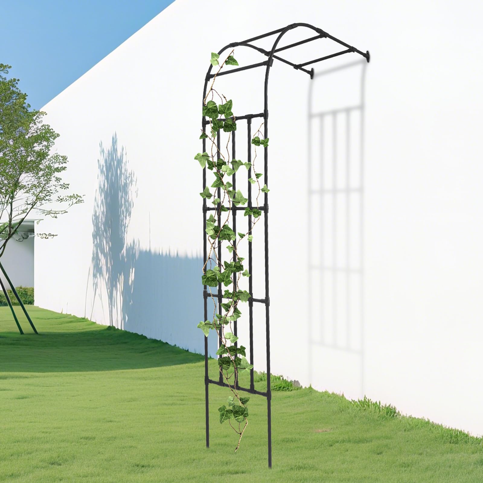 Rosenbogen halbrund, Verzinkte Rosen-Halbbogen, Metall Gartenbogen Kletterpflanzen Rankhilfe für Rosen und andere Kletterpflanzen (Schwarz, 120 * 50 * 260cm)
