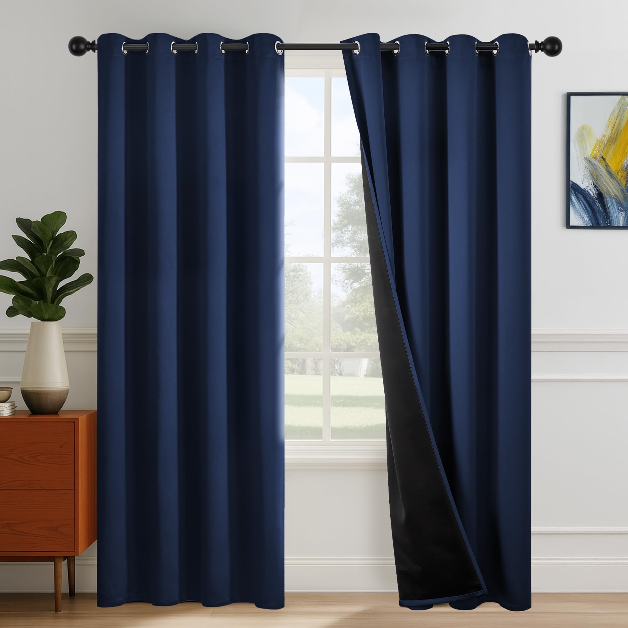 Tenda a Pannello in Velluto per Interni con Anelli, 140x280 cm, Bianco