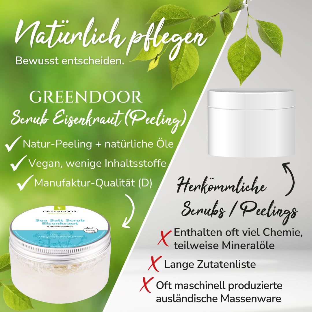 Greendoor Sel De Mer Gommage Verveine, Peeling sans Plastique, Cosmétique naturelle