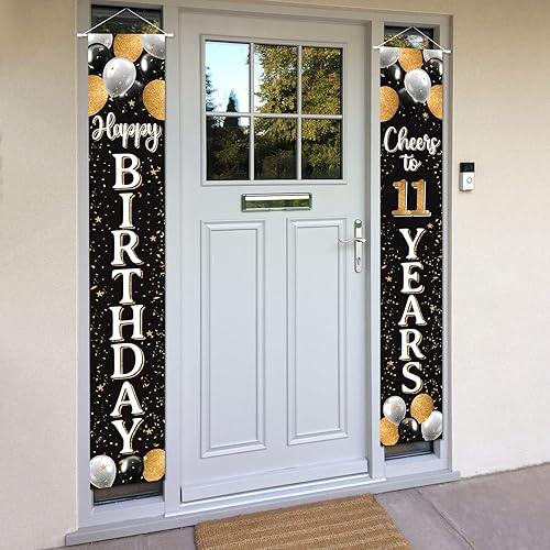 Vista 93 de Cartel de puerta de feliz cumpleaños 15 negro y dorado – Fondo de bienvenida a los quince años de edad, decoración de fiesta de cumpleaños 15.