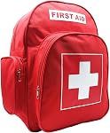 Red Emergency Backpack First Aid Bag Empty Medical First Aid Back Pack Trauma Bag for Daycare Vacation Pet Dog Cat