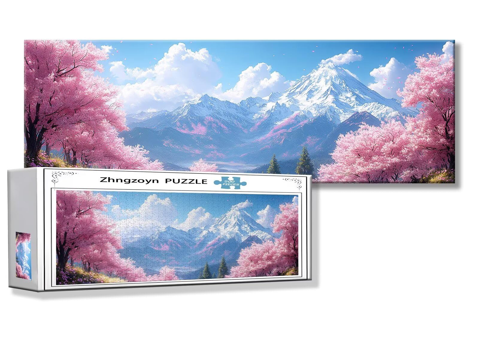 Puzzle Paysage 900 Pieces Montagne Puzzle Adultes 87 x 34 cm DIY Difficile Classiques Jigsaw Panoramique, Adulte Jeu éducatif, 2025 Bois Jigsaw Art Impossible Famille Challenge, Cadeau pour Femme G-7