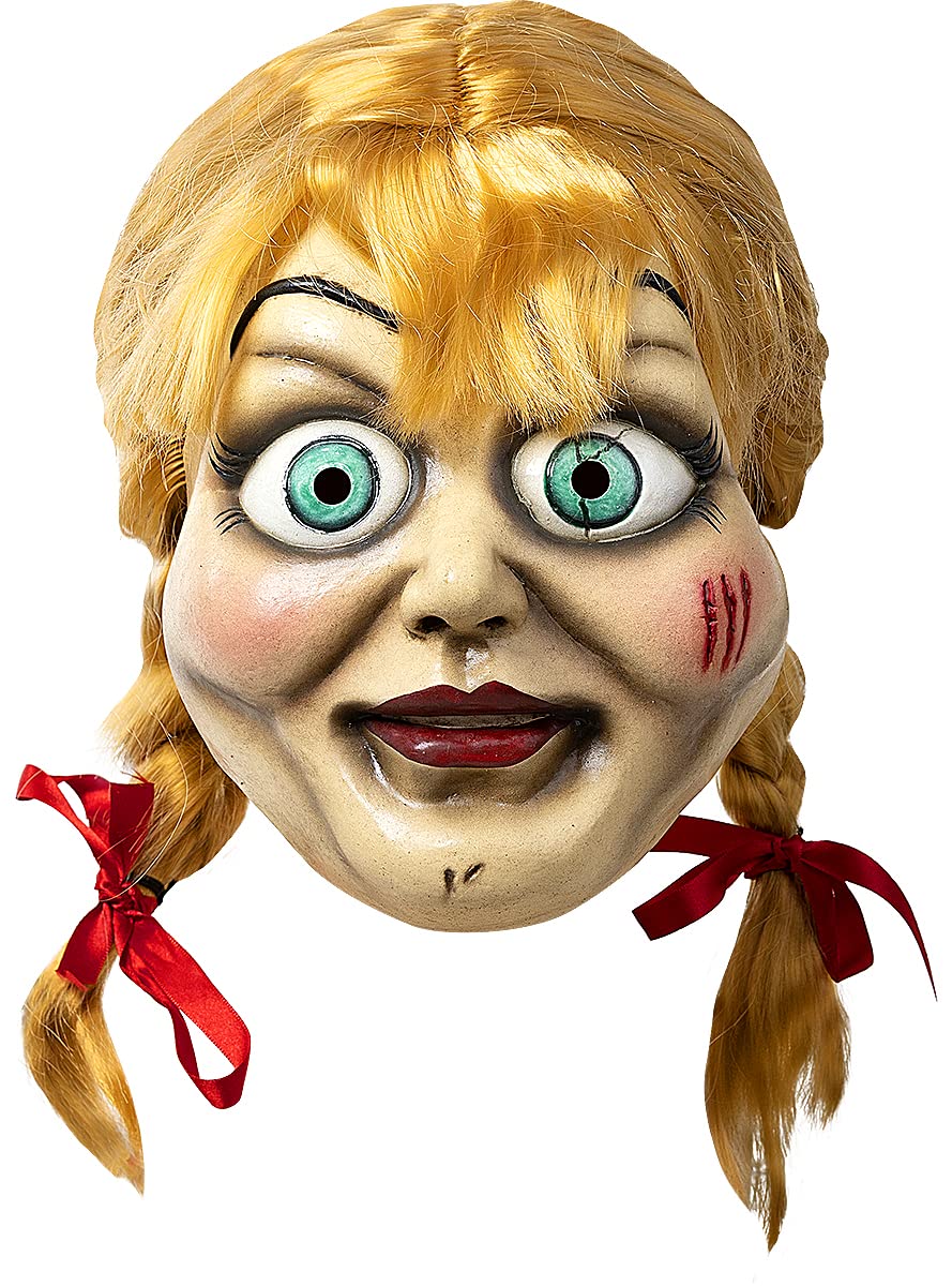 Funidelia | Deluxe Annabelle Mask for men and women The Warren Files, Halloween, Horror - Accessories for adults, fancy dress costumes & props for Halloween, carnival & parties - White