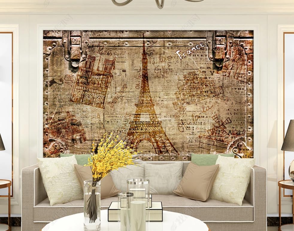 Papier peint intissé Eiffel panoramique haut de gamme pour salon