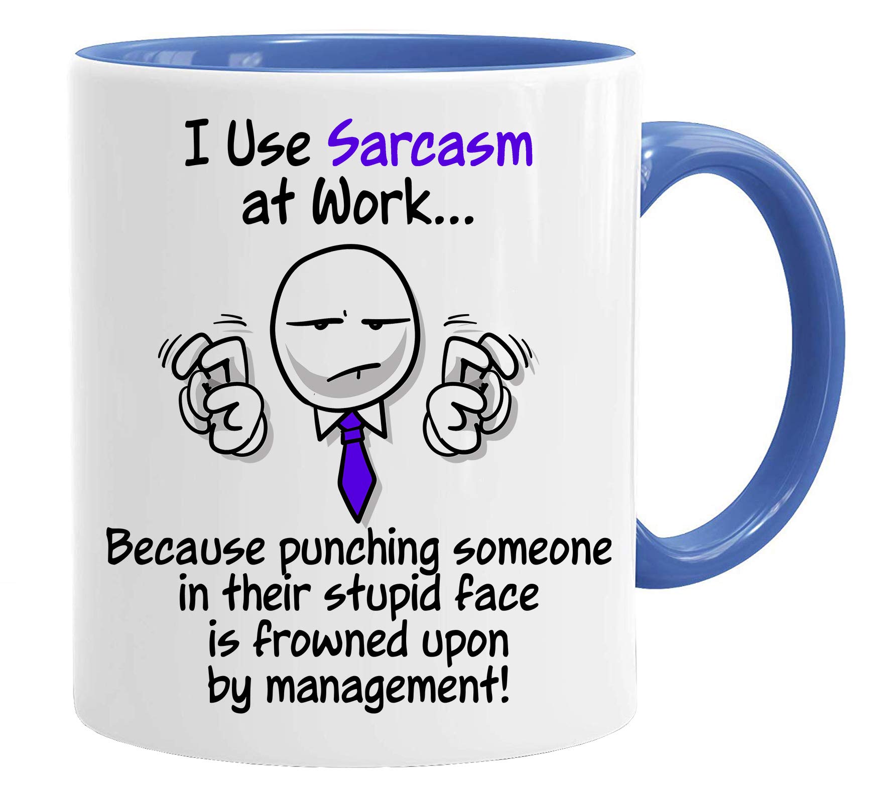 Acen Merchandise Women's White I Use Sarcasm At Work, Because Punching People Is Frowned Upon - Novelty 11Oz Premium Quality Work Humour Mug & Gift Box Set Tea Coffee Office Work Home