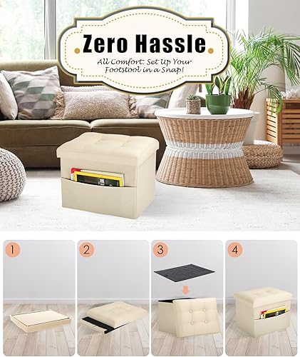 Miniatura 70 de Taburete otomano de almacenamiento otomano con reposapiés, banco plegable con almacenamiento, dormitorio de estudiantes y entrada, 16 x 12 x 12