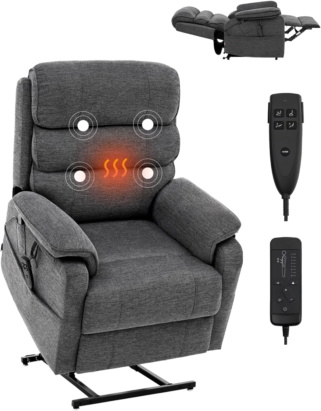 Fauteuil Relax électrique Releveur Pour Senior – Beige, Tissu, Avec Repose-pieds