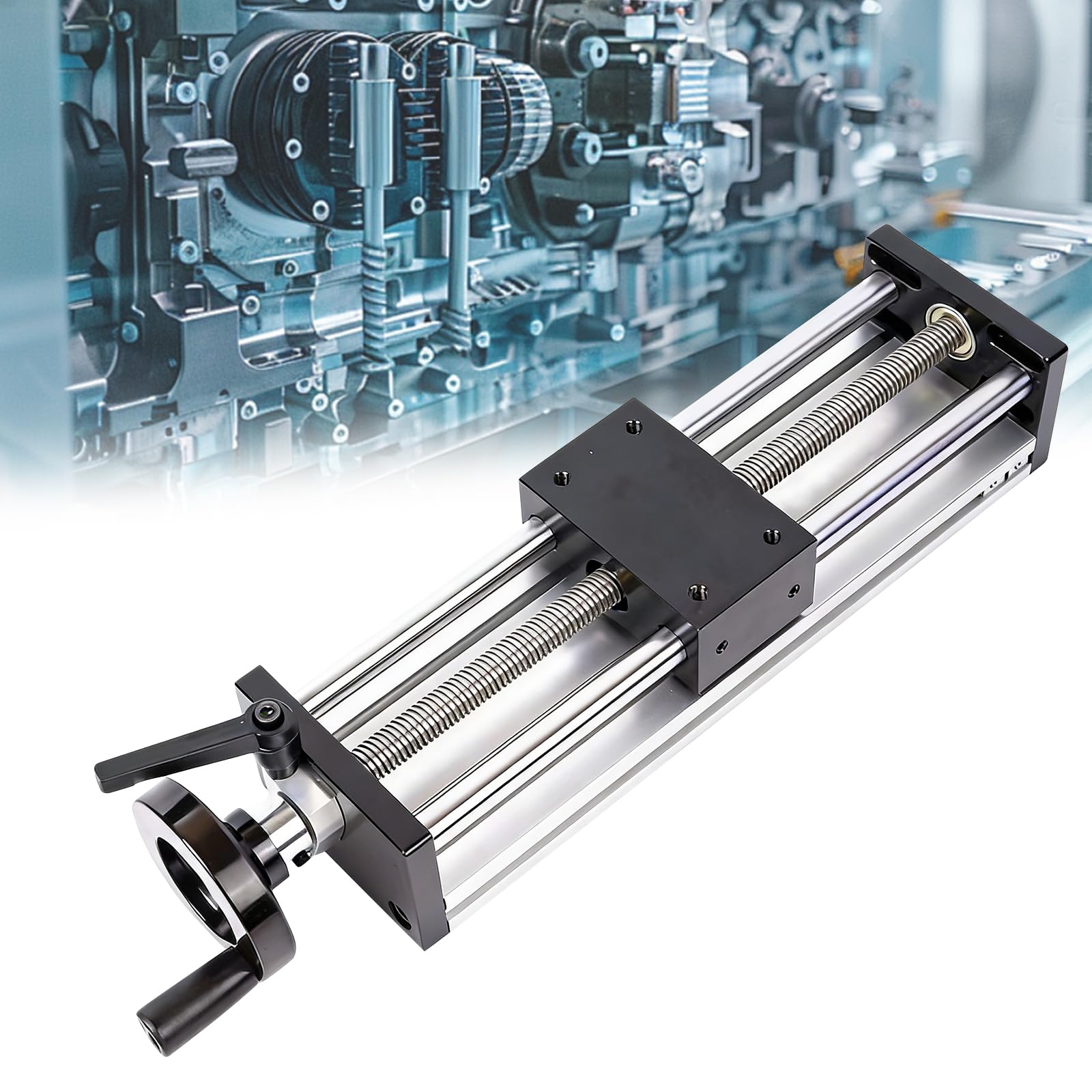 LinearfüHrung mit Handrad, 200mm Verfahrweg Manuelle Linearschiene mit Verriegelung, Lineartisch Kugelumlaufspindel für CNC-Ausrüstung Transformation