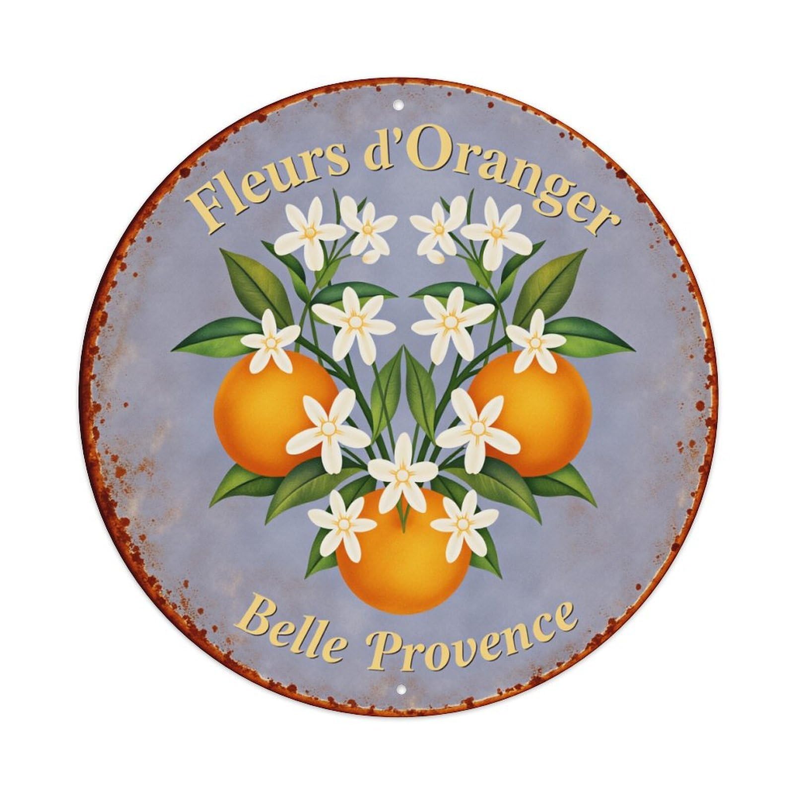 Orange Blossoms Beautiful Provence Metal Tin Sign Vintage Garden Bedroom Cafe Bar Man Cave Home Wall Decor Metal Poster 8x8 inches