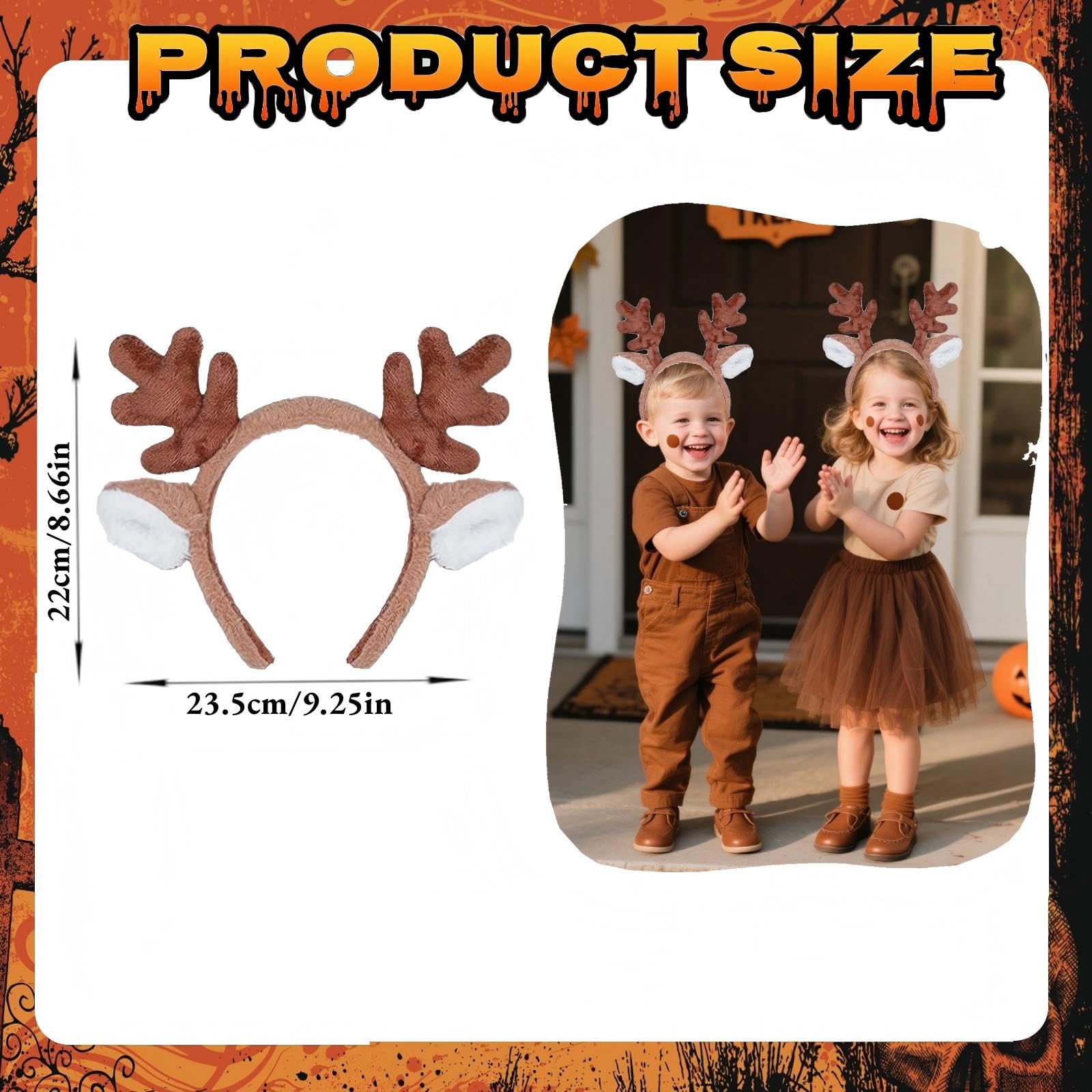 2Pcs Reindeer Antlers Headband, Realistic Deer Ear Headband for Halloween Christmas Cosplay Carnival Party Costume Hair Accessories - Image 2