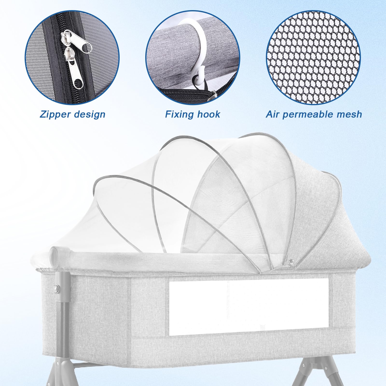 Zanzariera universale per lettino: WEGREAT 100 x 55 cm, zanzariera per lettino da viaggio con chiusura lampo, zanzariera pieghevole, zanzariera per culle, zanzariera per viaggi e casa, bianco