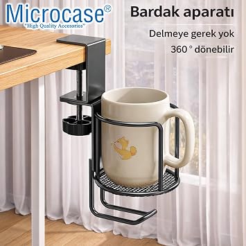 Microcase Çok Amaçlı Masaya Monte Bardak Termos Şişe ve Kulaklık Tutucu AL5439