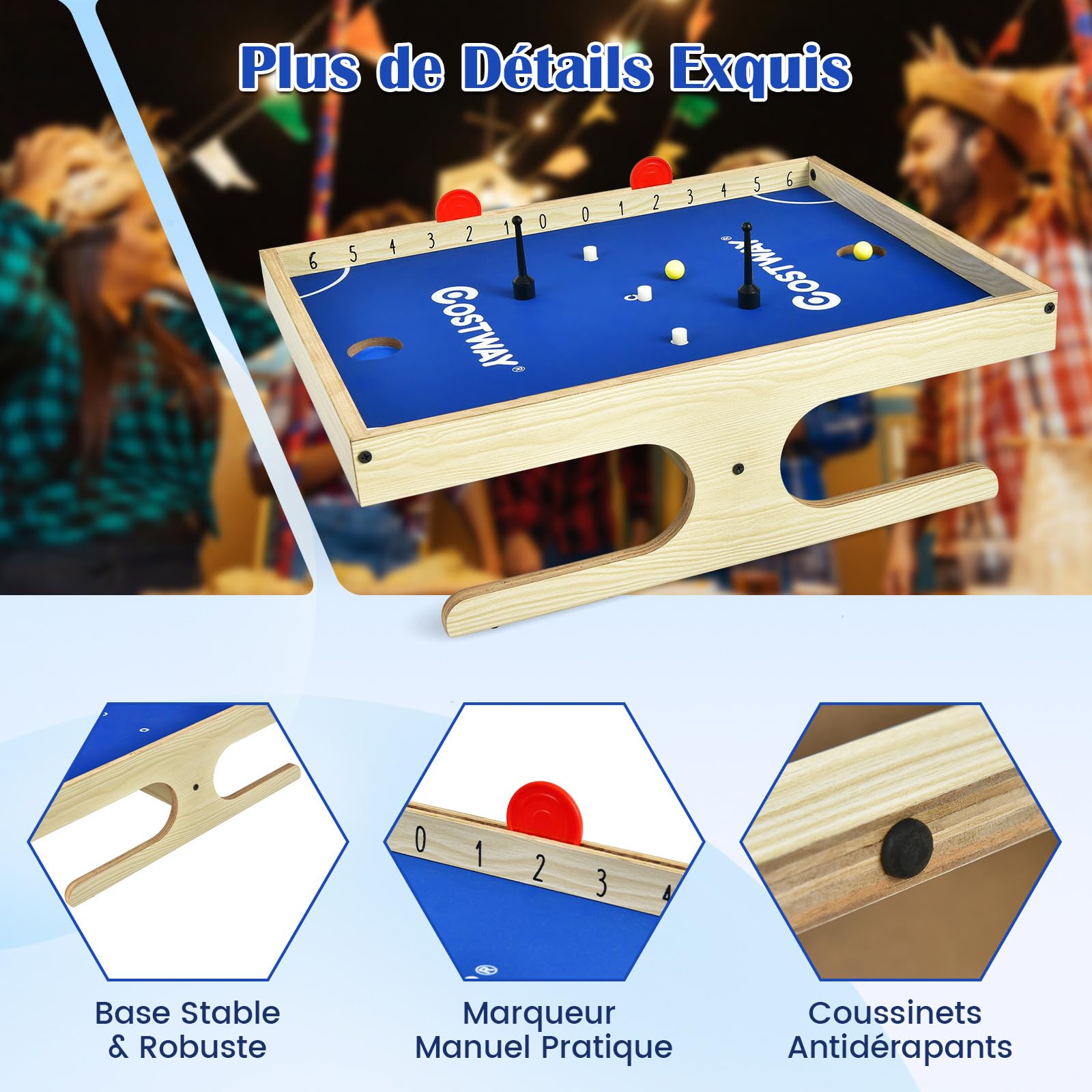 COSTWAY Jeu de Société Magnétique pour 2 Joueurs, Mini Baby-Foot avec 2 Boules, 2 Poignées Magnétiques, 2 Marqueurs et 3 Aimants, Jeu d'adresse pour Enfants et Adultes, 45 x 33,5 x 14 cm