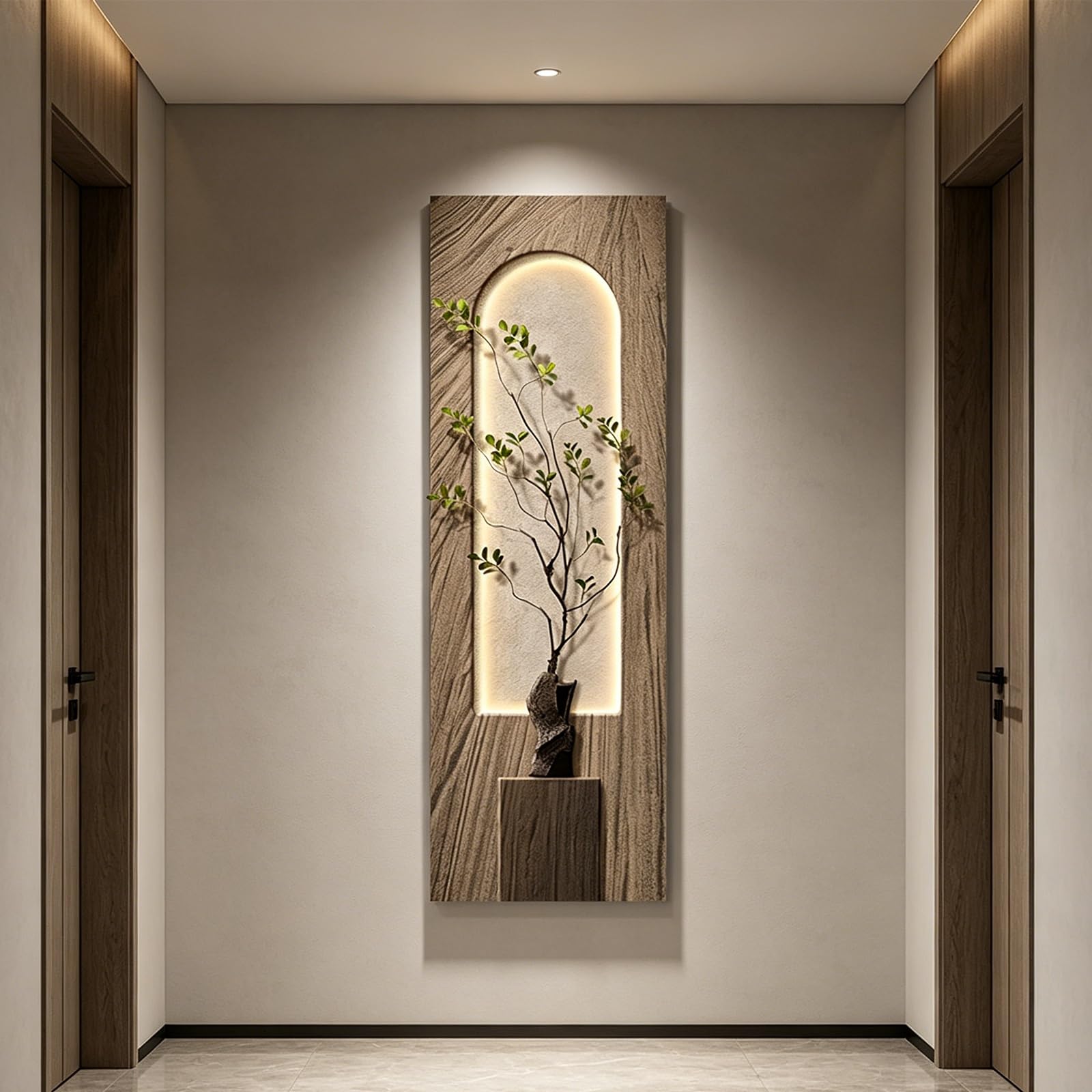 PGZMDTWI Modern 3D Sandstone Wall Art with Dimmable LED Lighting, Textured Relief Sculpture for Living Room Foyer Entrance(D,50 * 150CM 9.7 * 59.1IN)
