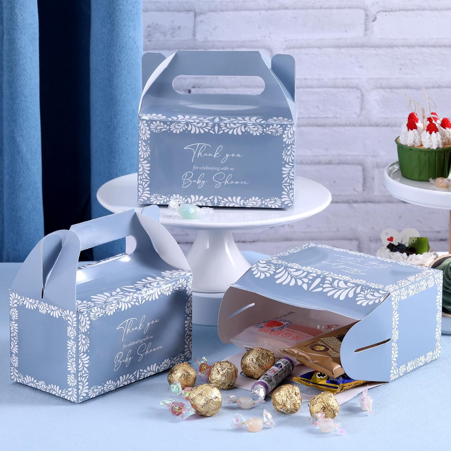Eaasty 36 Pcs Blue Cielito Lindo Baby Shower Party Favor Boxes Plato De Barro Mexican Candy Treat Goodie Box Paper Terracotta Snack Cookie Gift Holder for Gender Reveal Birthday Decoration Supplies image 2