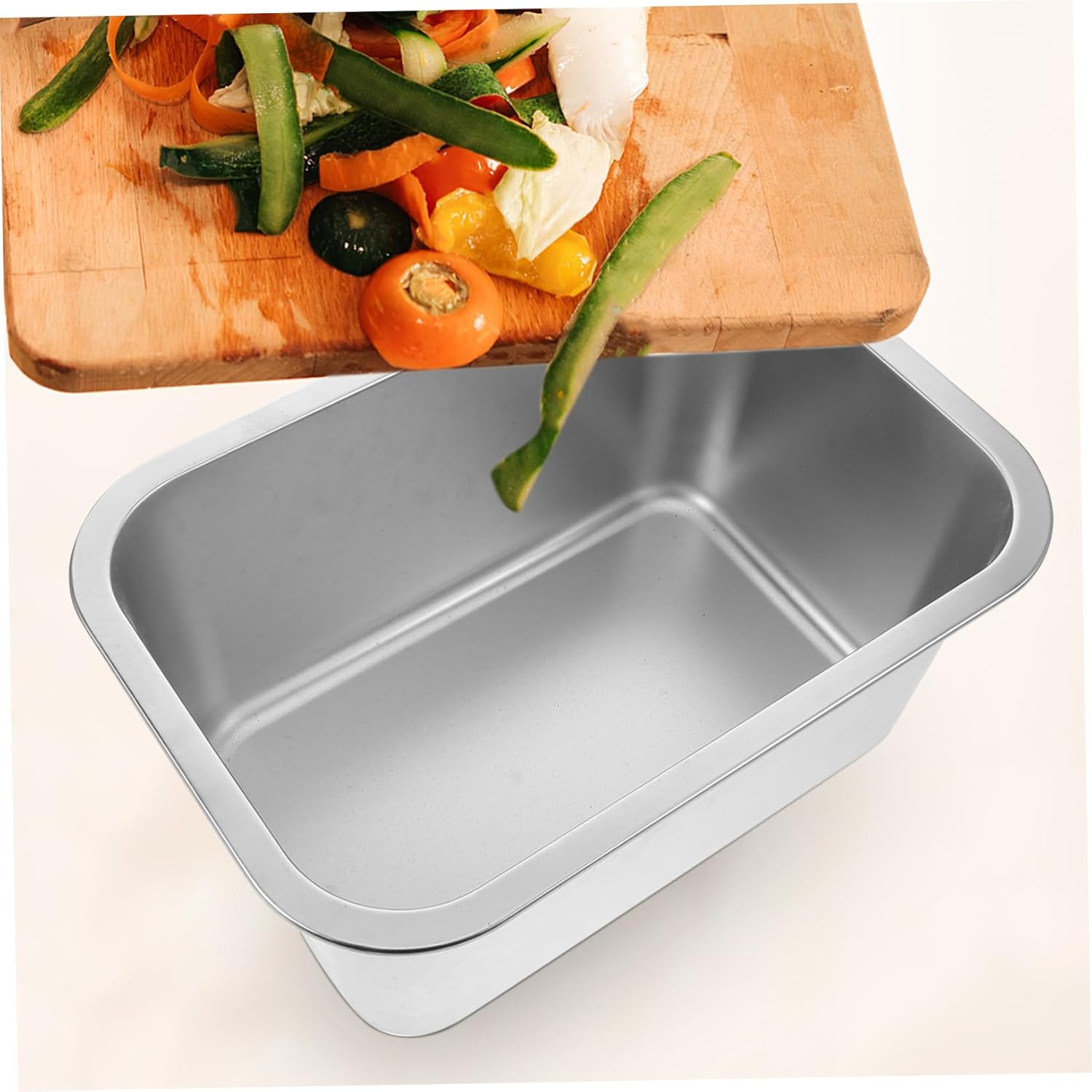 Indoor Compost Bin Lid Stainless Steel Food Waste Storage Container for Kitchen Countertop - Compost Kitchen Bin Compact Design for Easy Disposal of Organic Waste