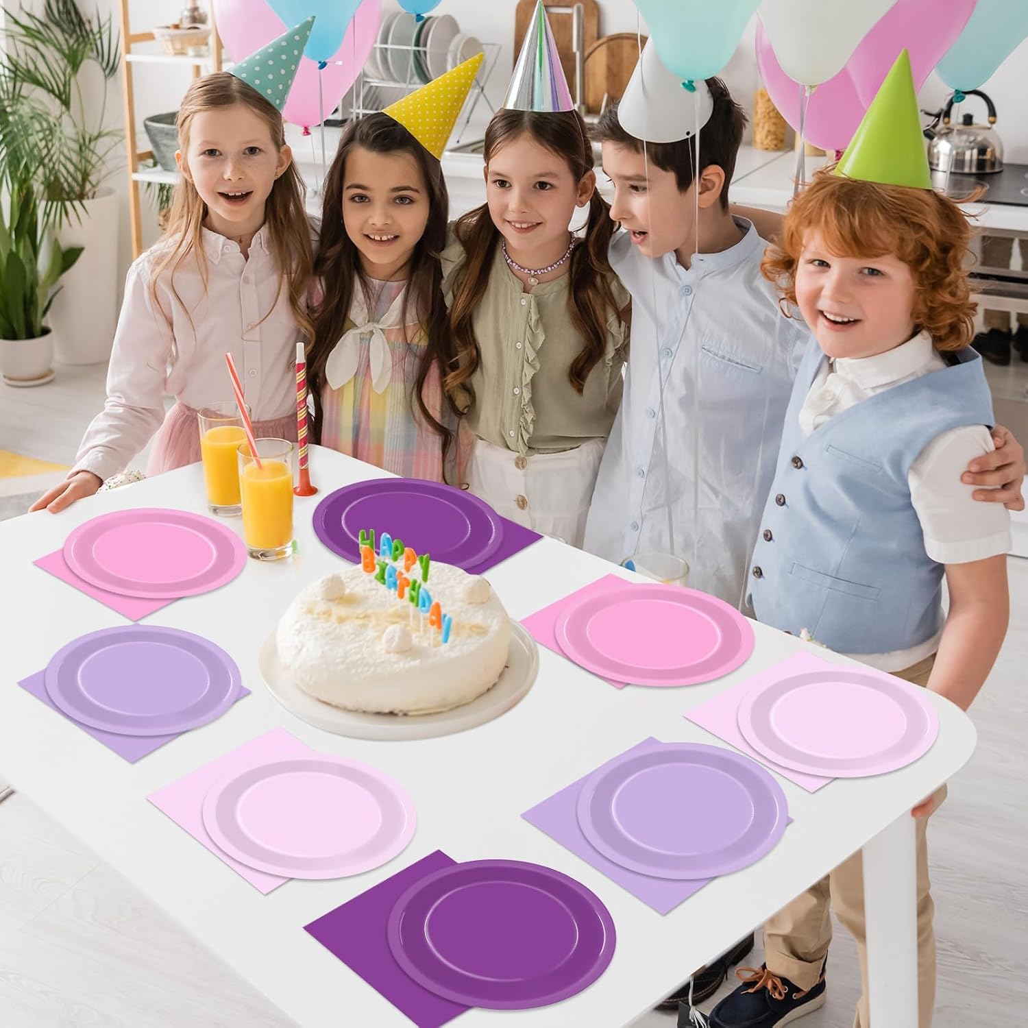 48Pcs Purple Pink Plates and Napkins Butterfly Birthday Decor,Serves 24 image 4
