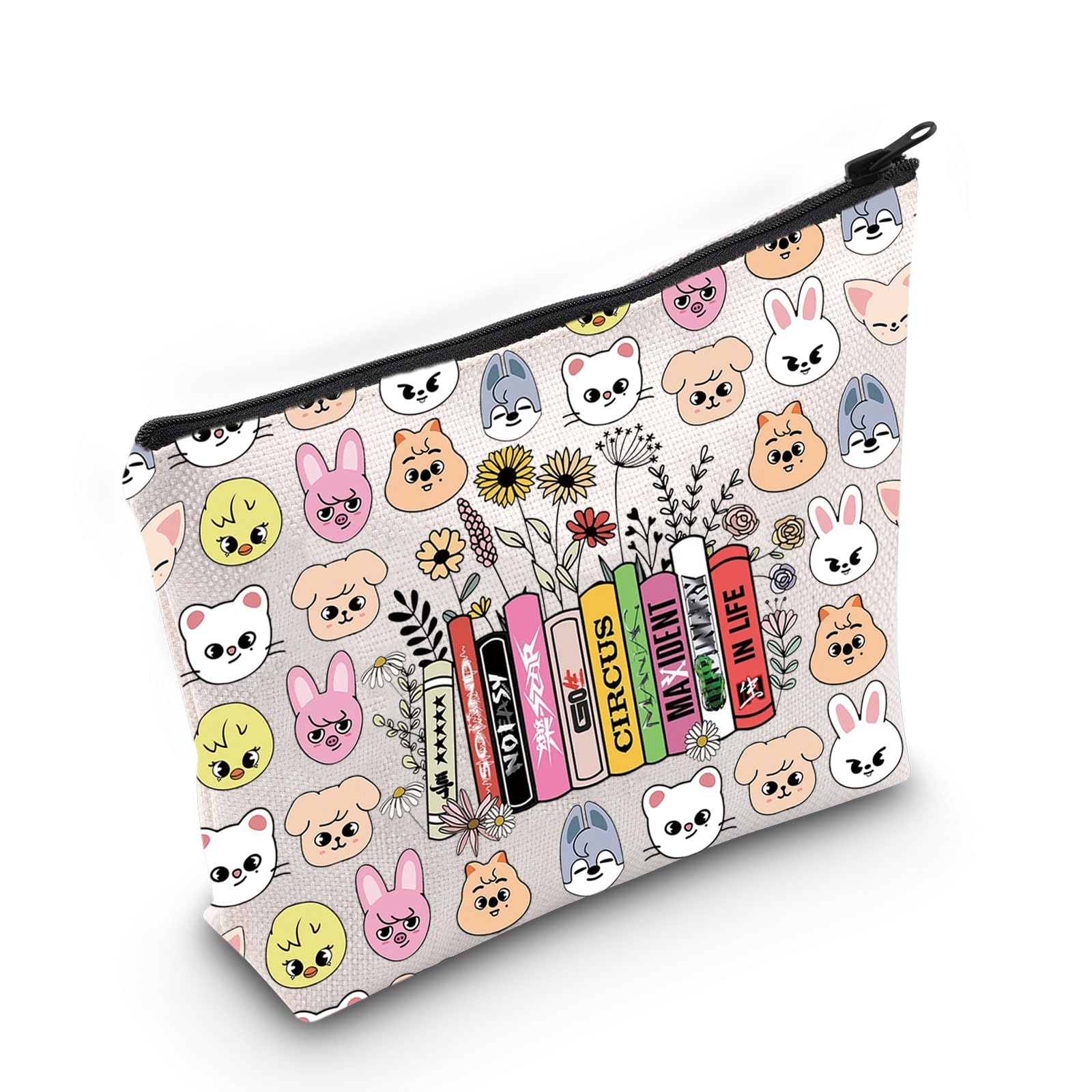 LEVLO Cartoon Korean Group Stay Cosmetic Makeup Bag Korean Group Animal Fans Gift Cartoon Member Zipper Pouch Bag (SKLife Bag)