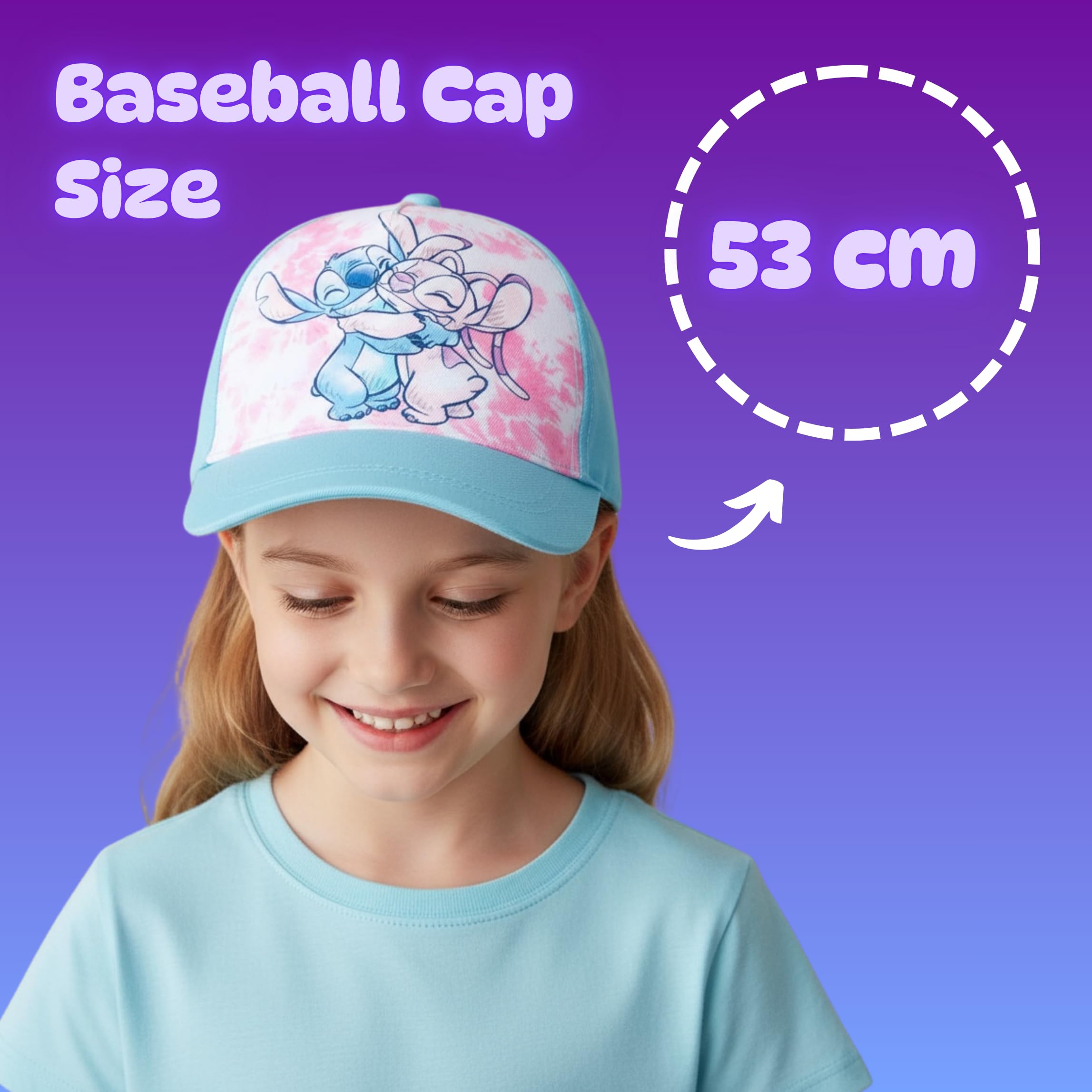 Disney Stitch y Angel Gorro para Niñas, Gorra de Beisbol de Verano Infantil, Regalo para Niñas