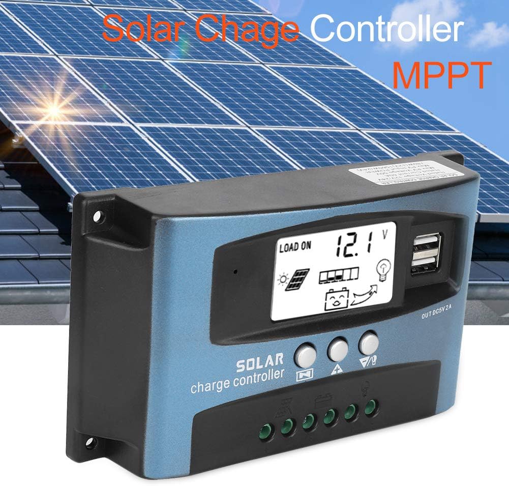 Aramox 40A MPPT Solar Charge Controller Dual USB LCD Display Adjustable ...