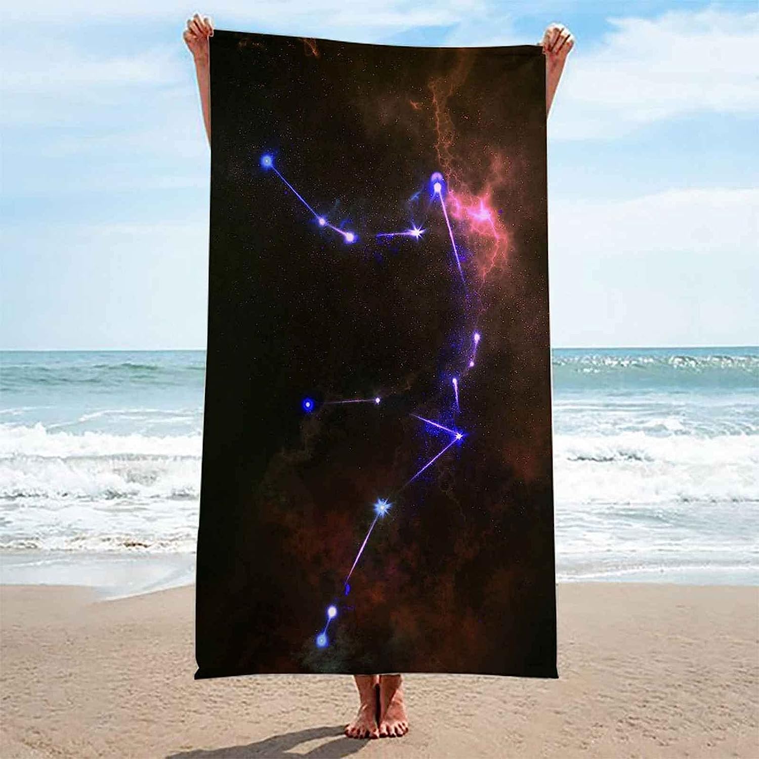 Telo Mare, Telo Fitness, Telo Da Palestra, 200 X 200 Cm, Asciugamano In Microfibra, Compatto, Asciugatura Rapida, Ultra Assorbente, Ultra Leggero, Per Sport, Tema Travel, Costellazion -4I5R+C6S1-1E5T