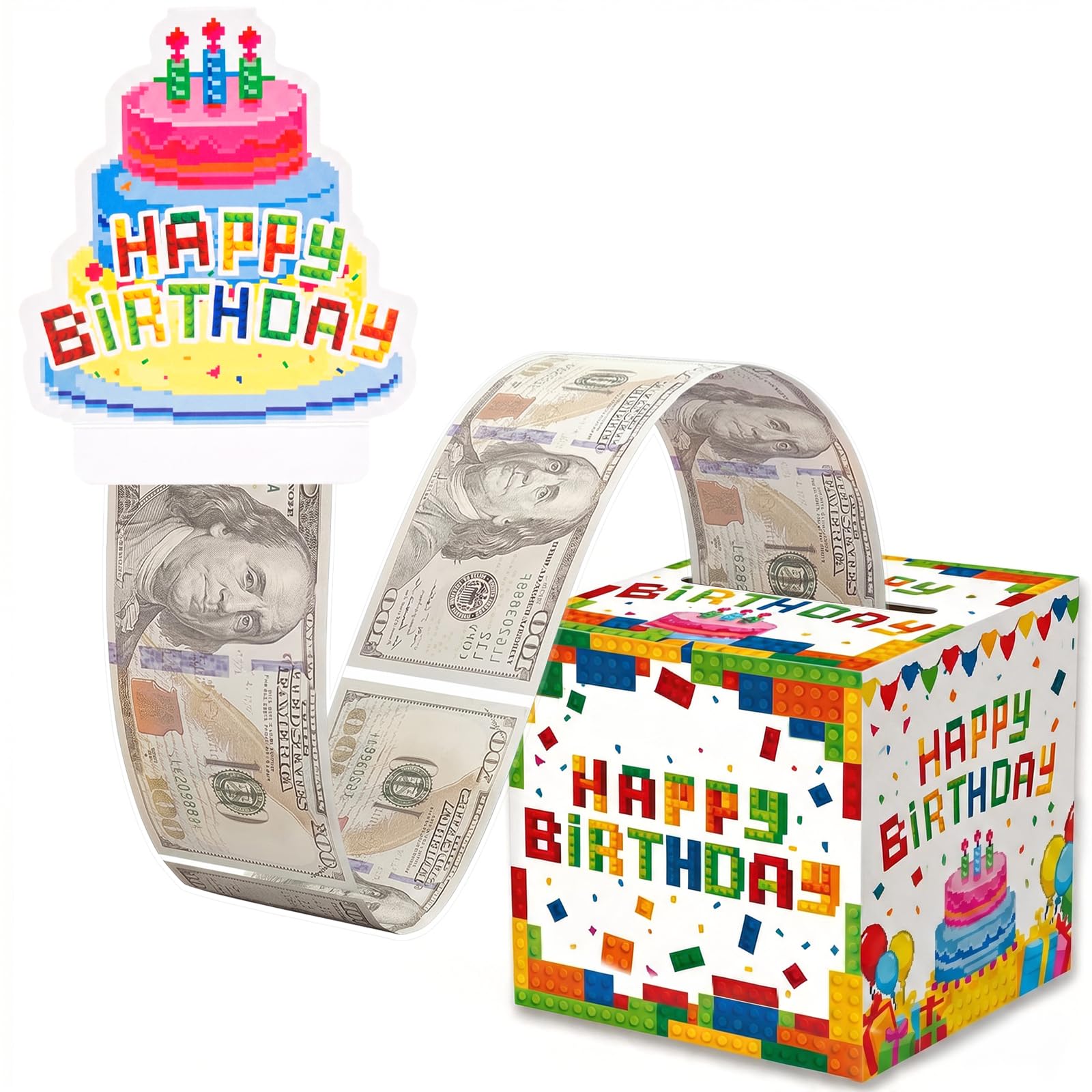 Pup Go Happy Birthday DIY Money Box Cash Pull, 2 DIY 0-9 Number Stickers