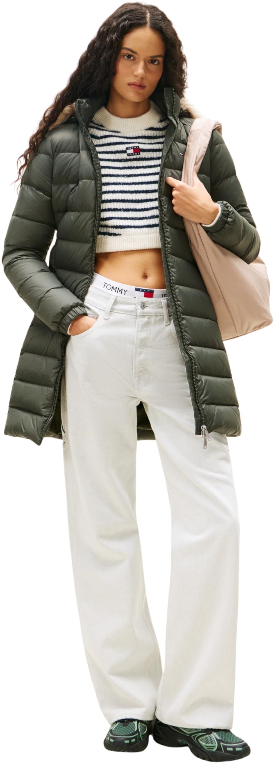 Tommy Jeans Abrigo de plumas Mujer Essential Hooded Down Coat con piel sintética