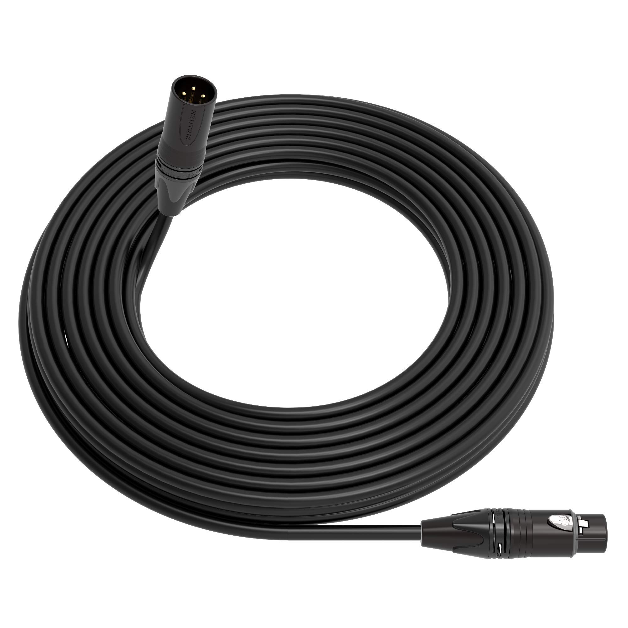 Canare L-4E6S Star Quad Balanced Microphone Cable | XLR Male 3-Pin to XLR Female 3-Pin | Neutrik Gold | 75 Feet | Black | Assembled in The USA