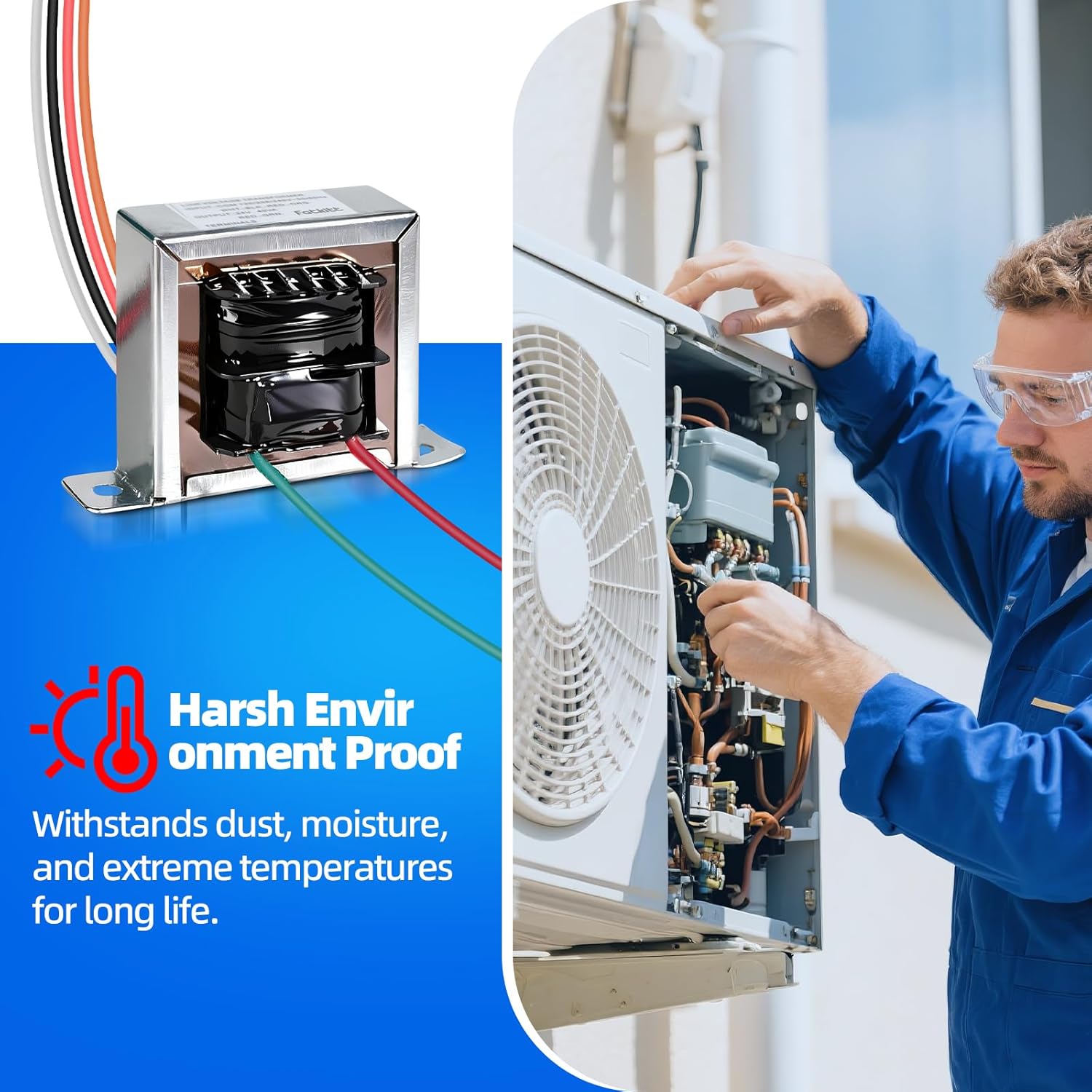 Control Transformer 24V 40VA, Multi-Tap 120/208/240V to 24V AC Industrial Power Transformer with Foot Mount, Easy Installation and Reliable Output for HVAC Furnace, Relays, and Gas Valves