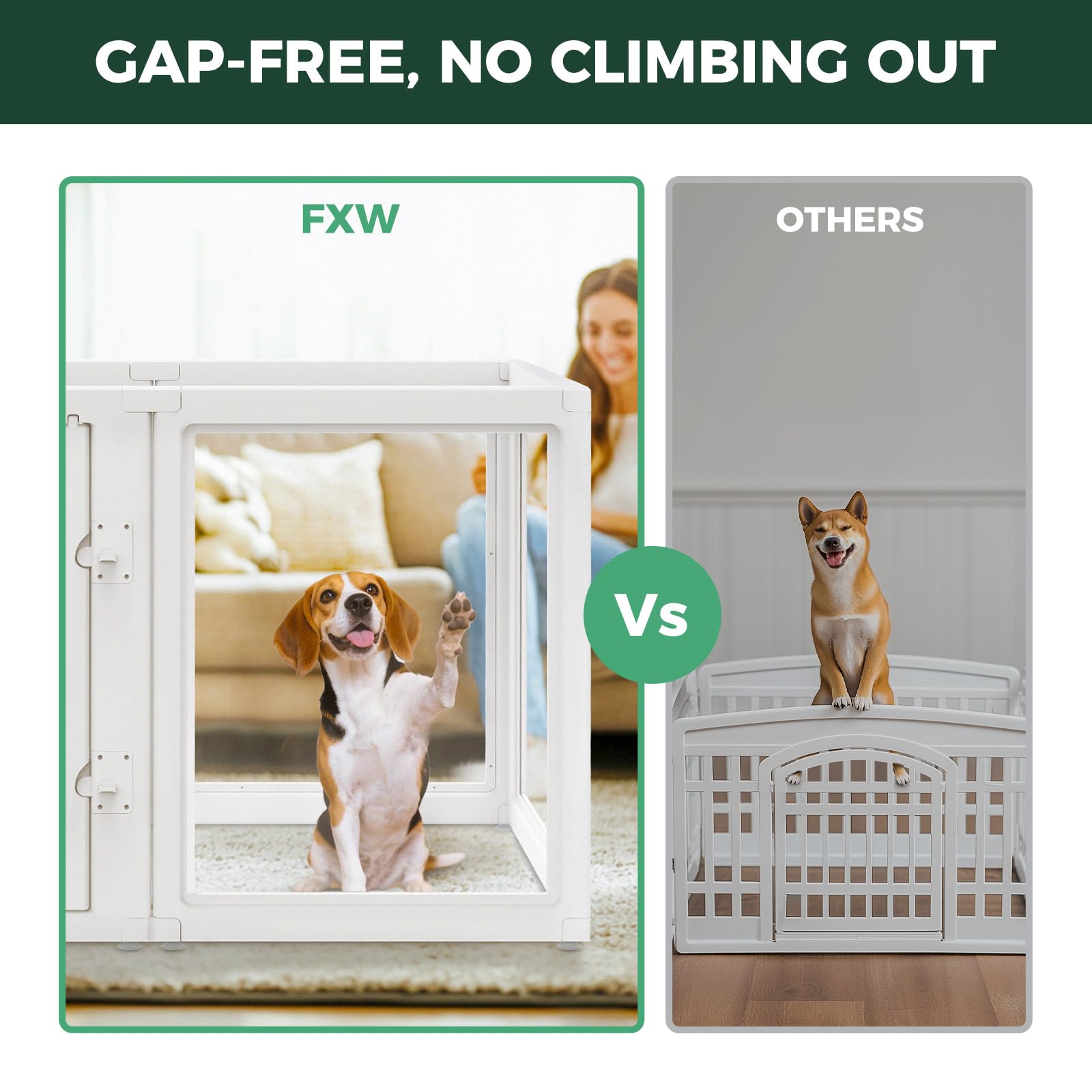 Amazon | FXW AuraSpace 透明アクリル犬用サークル 室内用 90cm 8枚