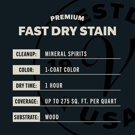 Varathane Premium Fast Dry Western Oak Wood Stain | Oil-Based, 1 Coat Color, 1 Hour Dry Time, Interior Wood Stain, Furniture, Cabinets, Doors, Covers Up to 275 Sq Ft, Quart
