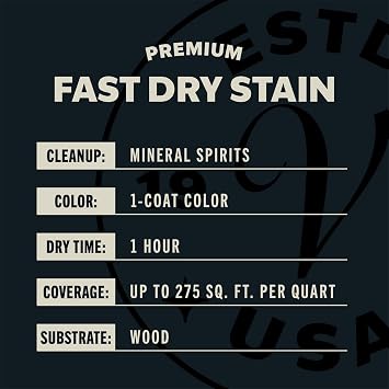 Varathane Premium Fast Dry Western Oak Wood Stain | Oil-Based, 1 Coat Color, 1 Hour Dry Time, Interior Wood Stain, Furniture, Cabinets, Doors, Covers Up to 275 Sq Ft, Quart