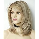 Wigs for white women blonde bob wig medium length wigs for women Sandy blonde with dark roots Synthetic wig for white Women (Sandy bob)