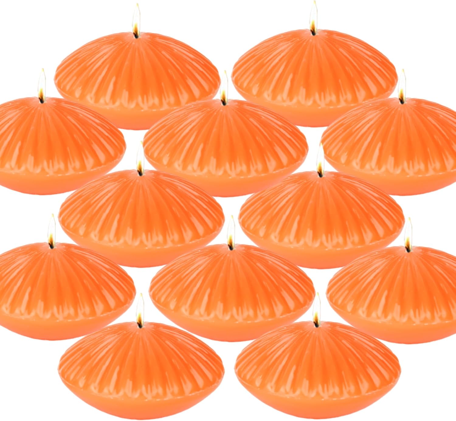 LPUSA 10 Hour Orange Floating Candles Large 3"，Unscented