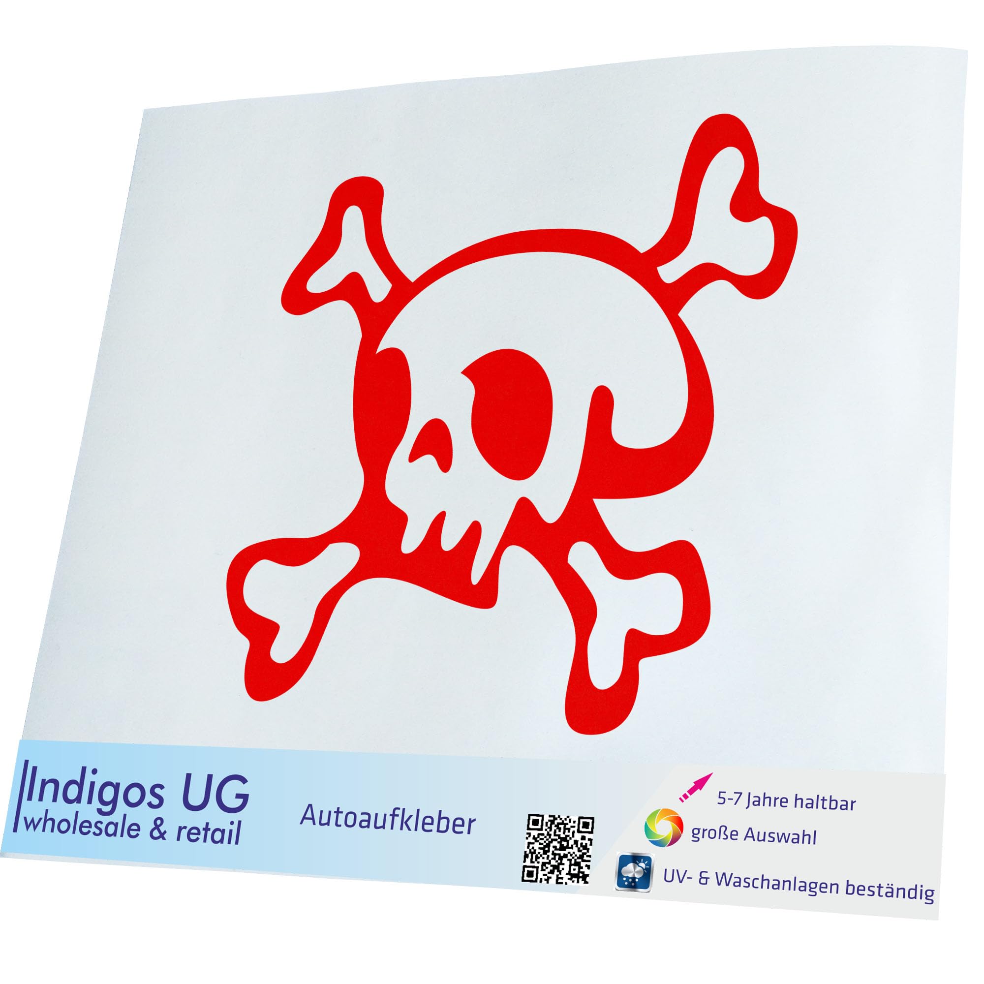 INDIGOS UG Adesivo Auto JDM Demon Skull, Rosa, 88x139 Mm, Vinile Lucido