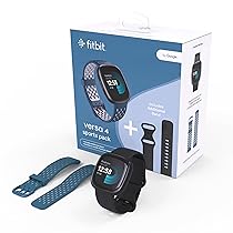 Fitbit Versa 4 Bundle (con cinturino sportivo) Fitness Smartwatch con GPS integrato e fino a 6 giorni di durata della batteria – compatibile con Android e iOS.
