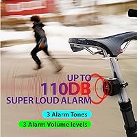 Vista 3 de Fosmon Alarma de bicicleta recargable USB-C con control remoto, impermeable IP55, inalámbrica, sensor de vibración y movimiento de 110dB, sistema