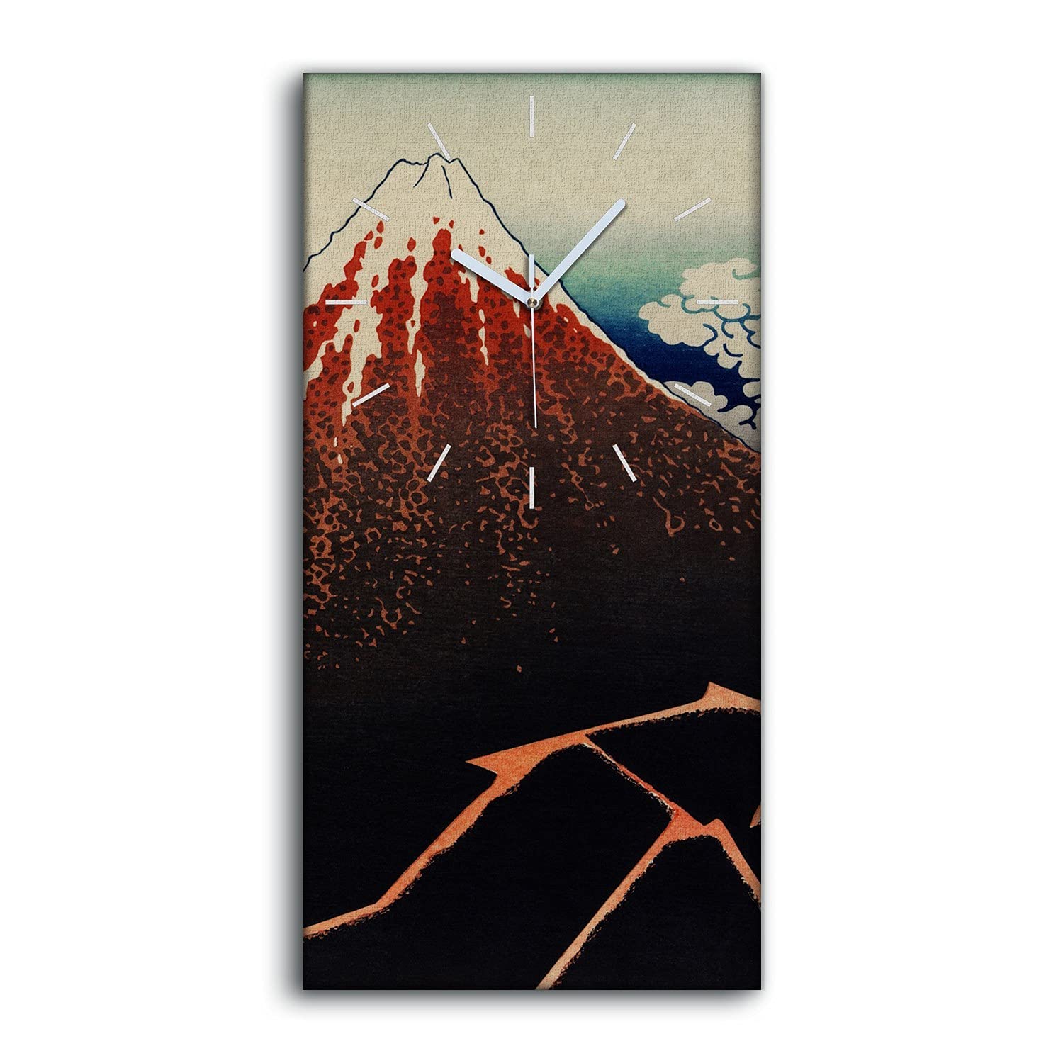 Horloge sur toile salon et chambre 30x60cm paysage montagne asiatique