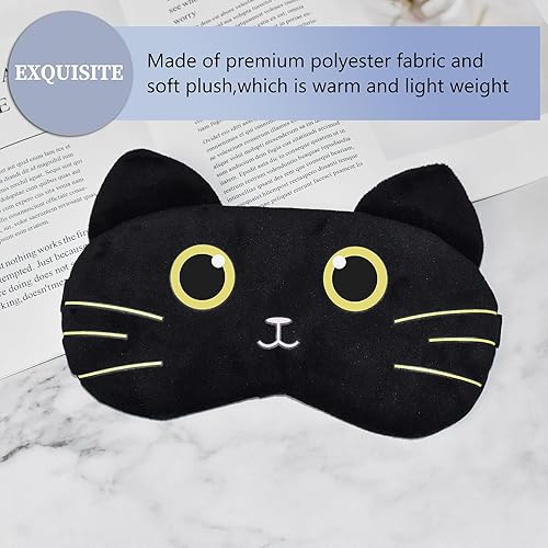 Miniatura 6 de Lindas máscaras para dormir, máscara de ojos de gato de dibujos animados, máscara de felpa para dormir y con los ojos vendados de viaje, divertida