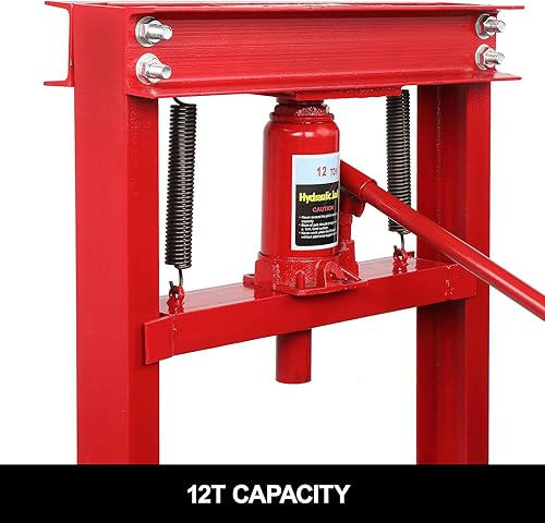 Miniatura 2 de TUFFIOM Prensa hidráulica de taller de 12 toneladas con placas de prensa, mesa de trabajo ajustable con marco en H, prensa de mesa de trabajo de