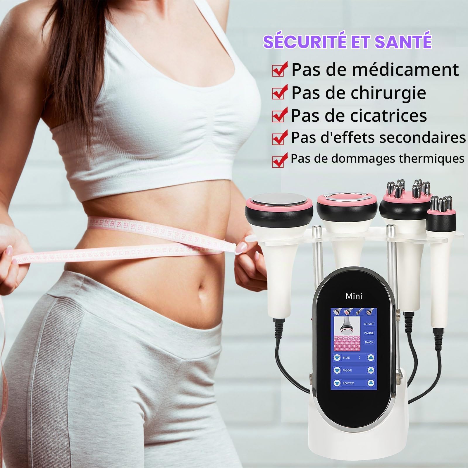 40K Appareil Minceur Appareil Anti Cellulite, 4 en 1 Soin du visage, Corps Entier Masseur Amincissants, Soin Corporel Multifonction, Modelage, Raffermissement pour Visage, abdomen, Taille, Jambes